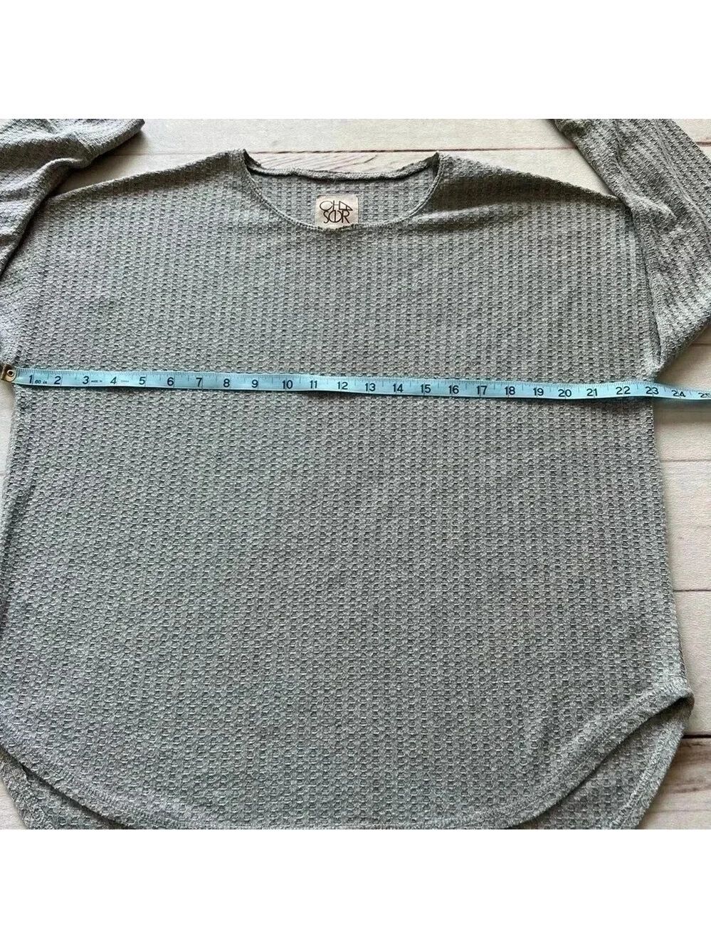 Chaser Womens Gray Waffle Knit Thermal Top Button Long Sleeve Tunic Top … - Picture 5 of 9